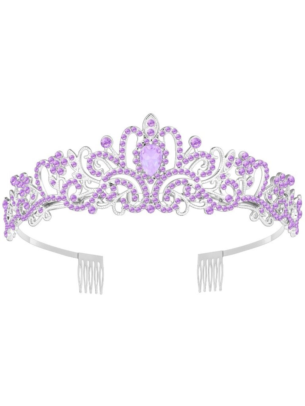 A#-Purple Queen Tiara Crown For Women Bridal Prom Birthday Party Headpiece